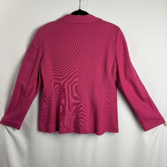 10 Hot Pink Long Sleeve Collared Lined Soft Stretch Pocket Button Cotton Blazer - Picture 7 of 11